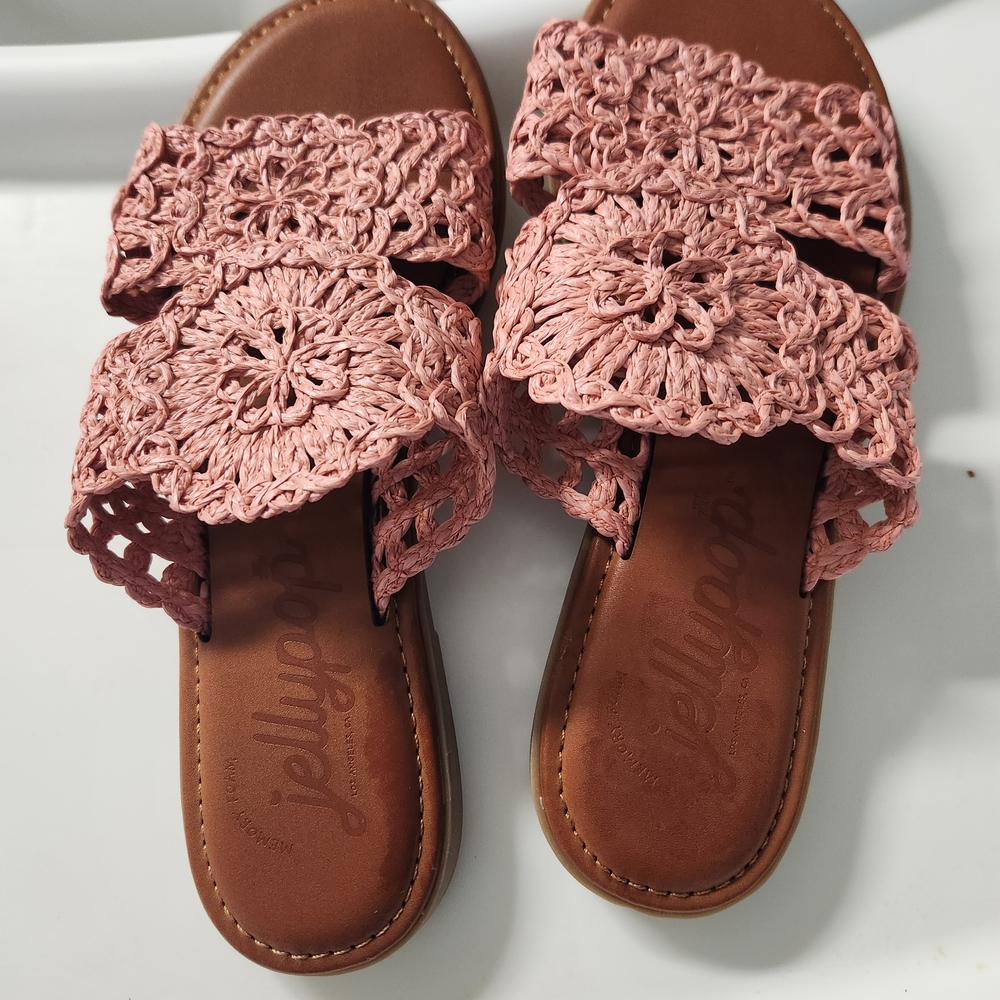 Jellypop Rose Crochet Double-Strap Slide Sandals